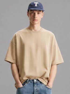 Premium Beige Color Relaxed Crewneck T-Shirt
