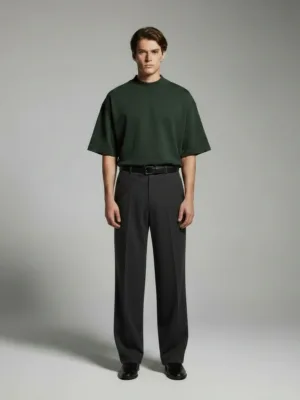 Premium Relaxed Crewneck T-Shirt Dark Green Colour