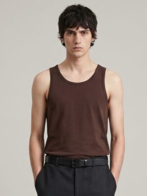 PREMIUM BROWN COLOR PLAIN TANK TOP